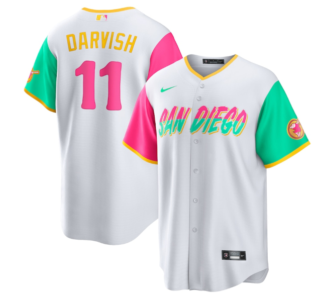 Men's San Diego Padres #11 Yu Darvish 2022 White City Connect Cool Base Stitched Jersey